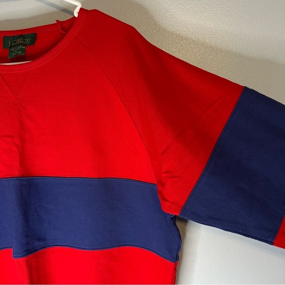 VTG 90s Y2K Cheetah Mervyns Crewneck Sweater Pullover Red Blue Colorblock Sz L - Picture 2 of 9